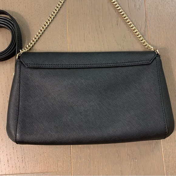 Kate Spade Black Leather Purse with Gold Chain & Black Leather Crossbody Strap - Picture 6 of 16